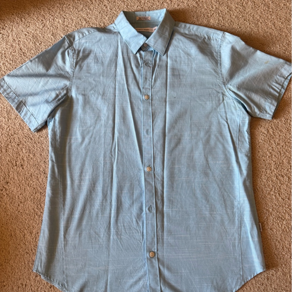 Calvin Klein Blue Casual Button Down Shirt Short Sleeve
